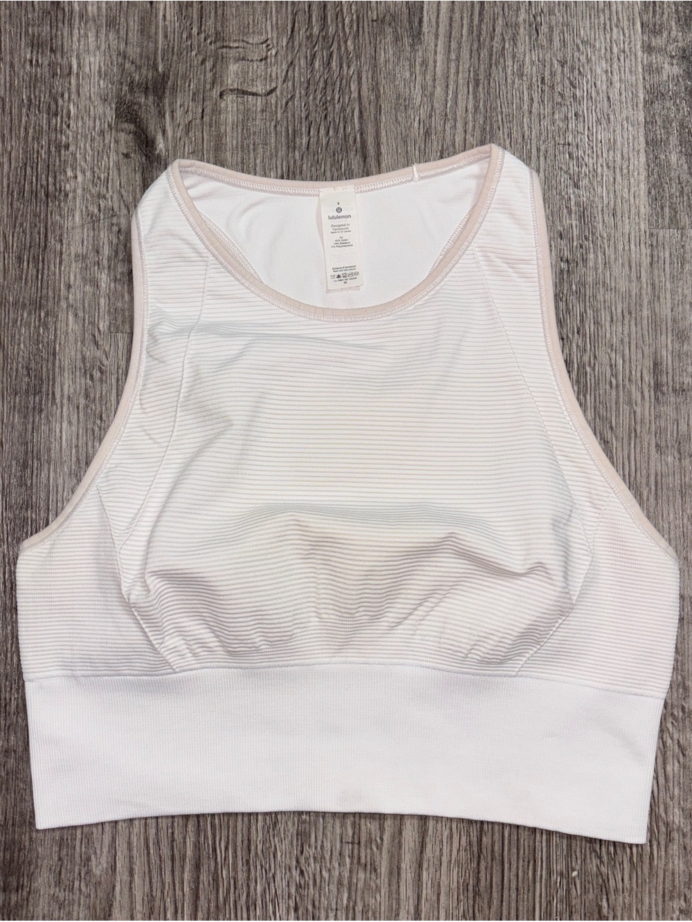 Lululemon Sport Bra Ribbed Women’s Size 8 White Tan